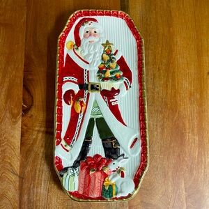 NIB 2013 Fitz & Floyd Woodland Woodland Holiday 12" Santa Plate w Box Christmas